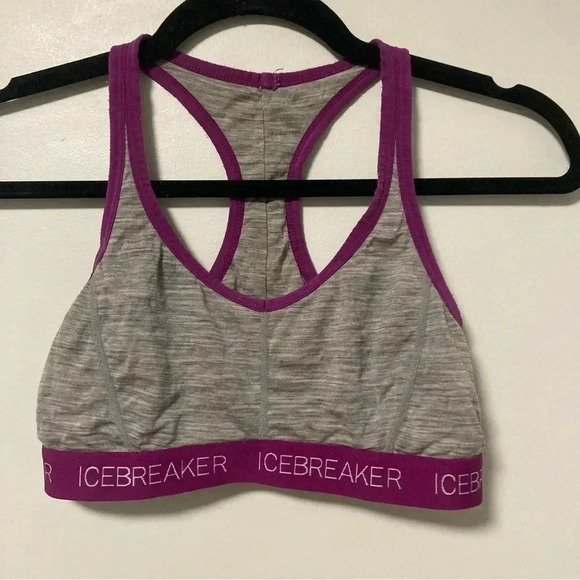 Icebreaker grey  purple merino wool bra size XS - Picture 1 of 2